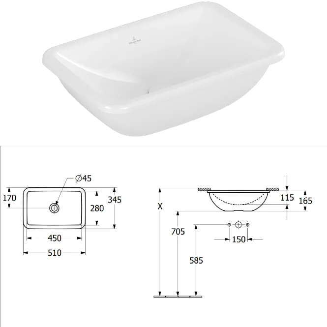 Hovedbilde Villeroy & Boch Loop & Friends 45x28 cm servant - underlimt