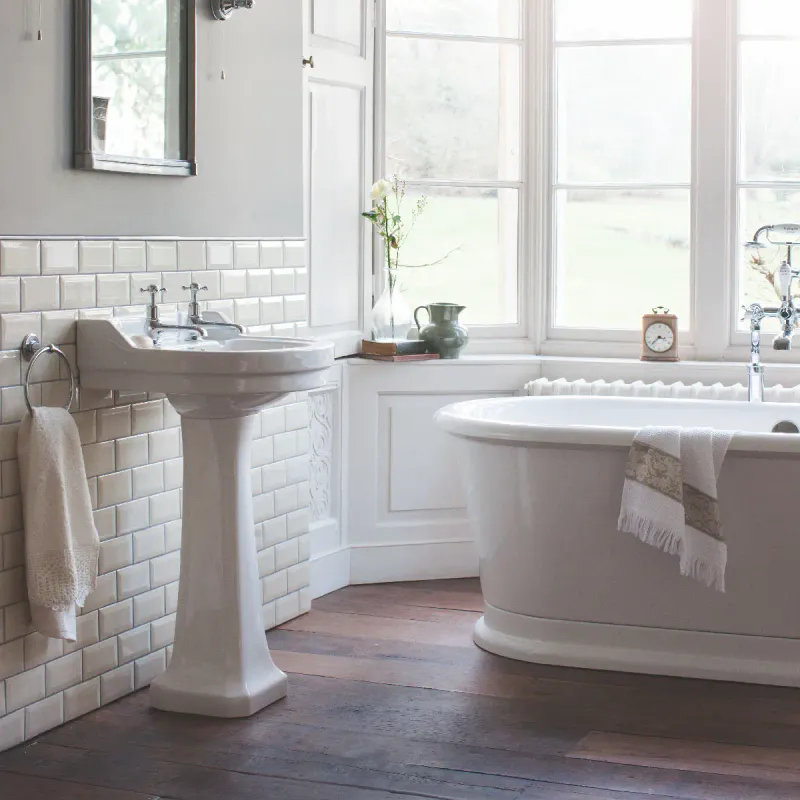 Burlington Edwardian rund servant 56x47 cm inkl.søyle i hvit