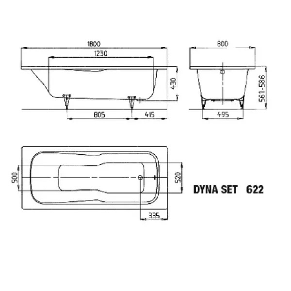 Hovedbilde Kaldewei DYNA SET Mod 622 Innebygd Dusjbadekar 180x80 cm