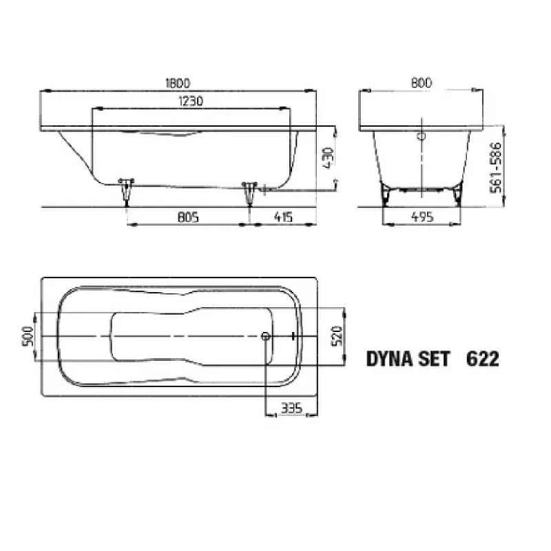 Kaldewei DYNA SET Mod 622 Innebygd Dusjbadekar 180x80 cm
