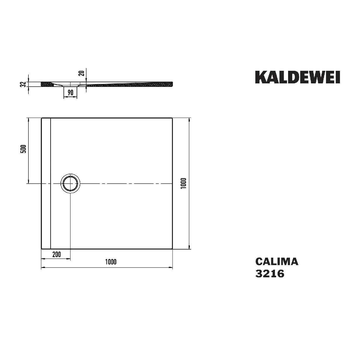 Kaldewei CALIMA Mod 3216 Dusjkar 100x100 cm