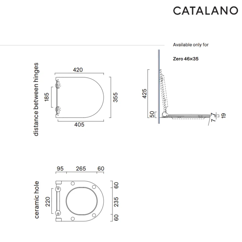 Catalano Zero 46 Toalettsete med Soft-Close og Quick-Release - Hvit