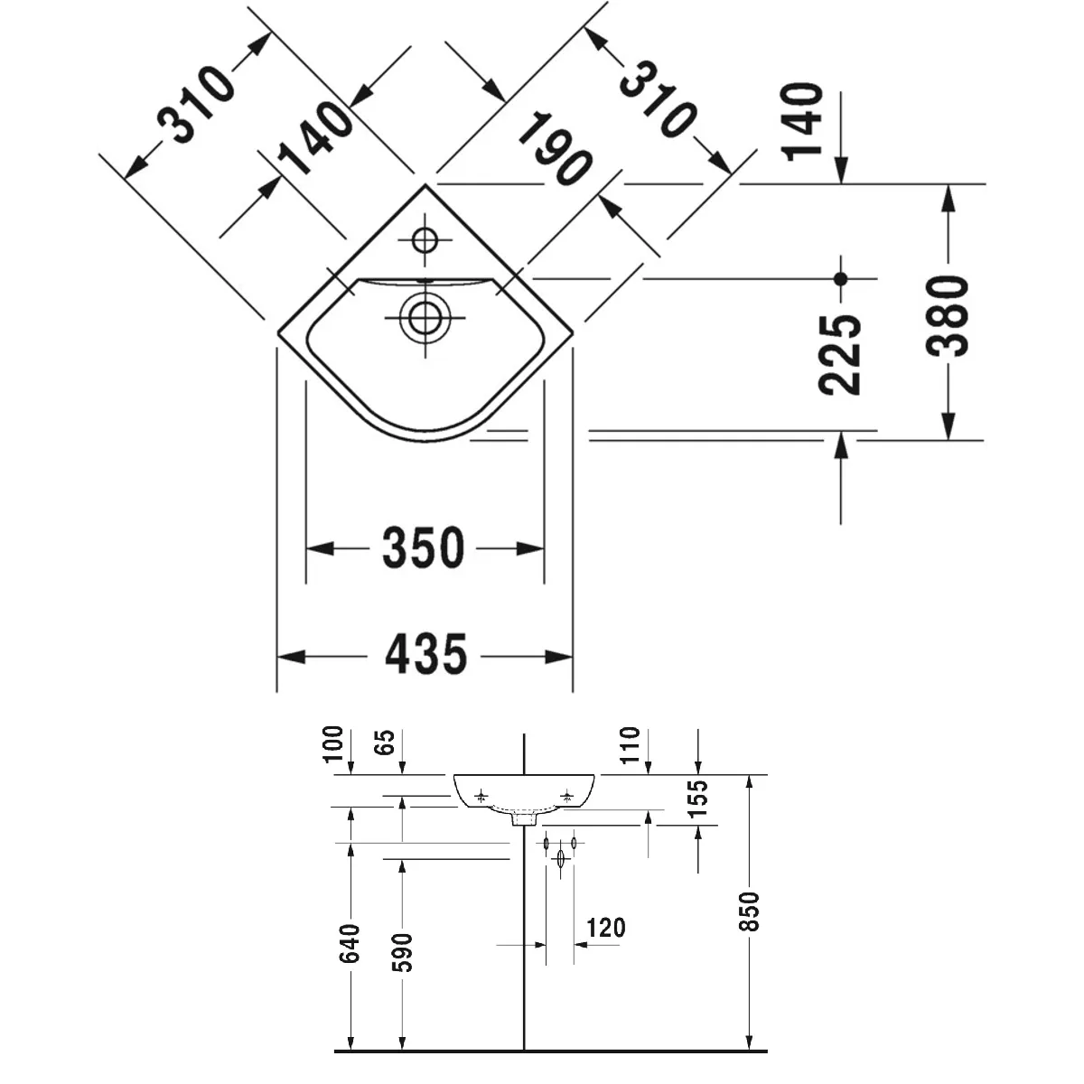 Duravit ME by Starck 44x38 cm servant - vegghengt 