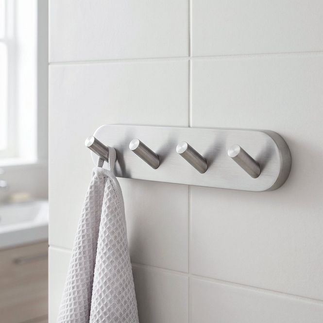Hovedbilde Smedbo HOME Kroklist, 4 Kroker, Mattbørstet Krom