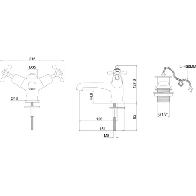 Burlington Claremont servantbatteri m/propp og kjede