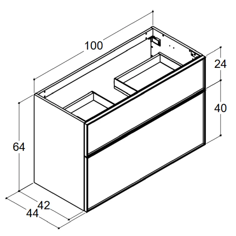 Dansani Inzo Urban Servantskap 100x44 cm med sort ramme for enkel servant