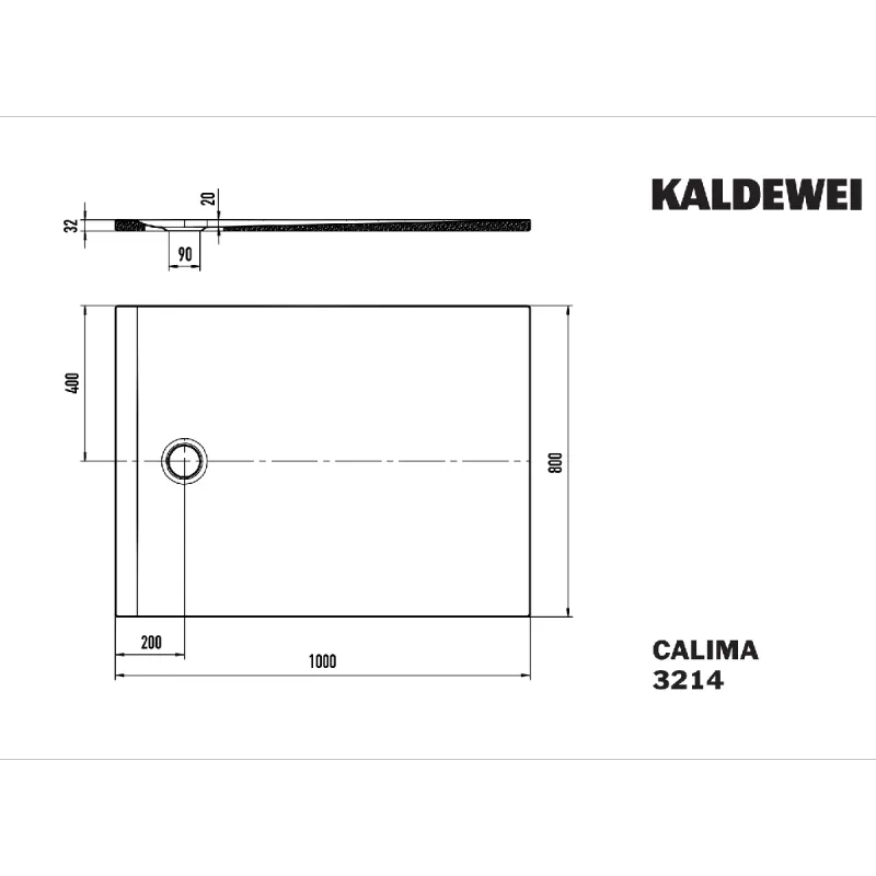 Kaldewei CALIMA Mod 3214 Dusjkar 80x100 cm