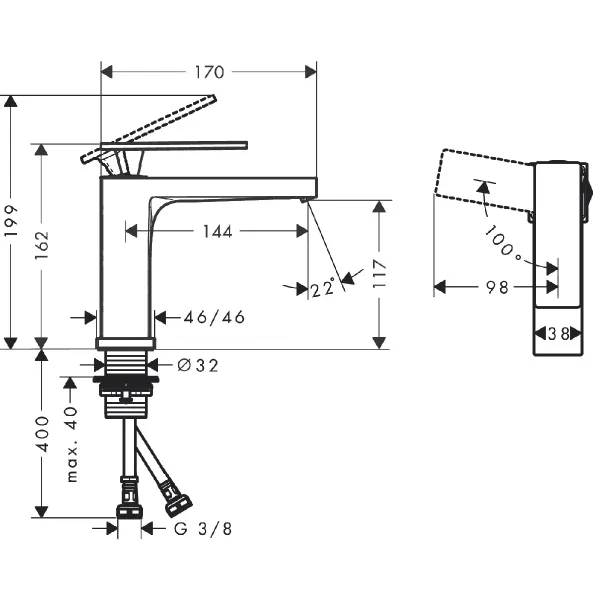 Hovedbilde Hansgrohe Tecturis E 1-greps Servantbatteri 110