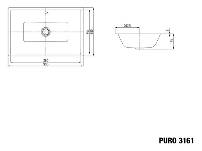 Hovedbilde Kaldewei PURO Underlimt Servant Mod 3161 90x38.5 cm, Alpine White, 0 ...