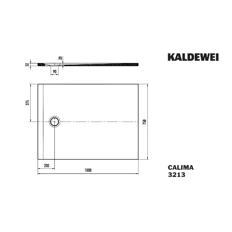 Kaldewei CALIMA Mod 3213 Dusjkar 75x100 cm
