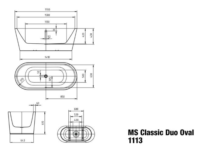 Hovedbilde Kaldewei MEISTERSTÜCK CLASSIC DUO OVAL Mod 1113 Frittstående Badekar, ...