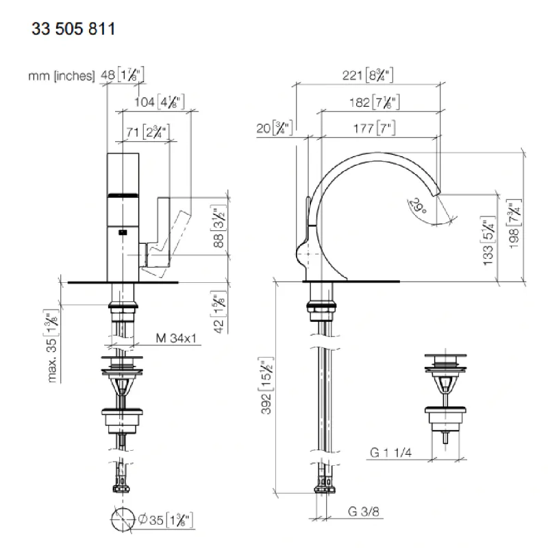 Dornbracht CYO servantbatteri m/pop-up bunnventil