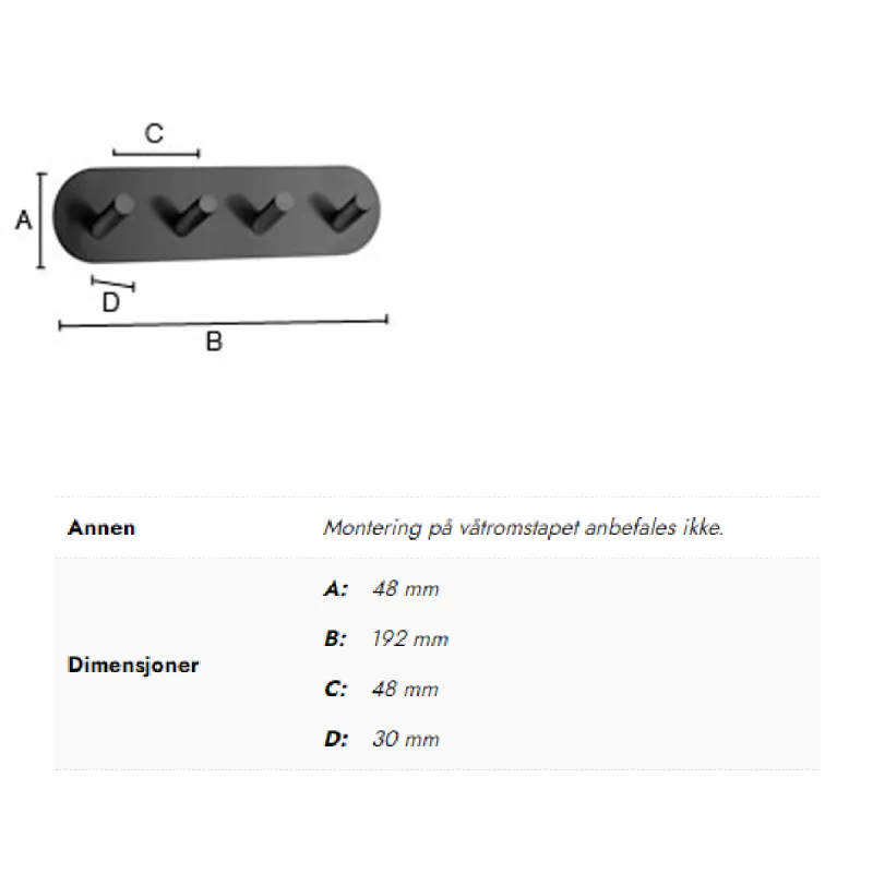 Beslagsboden kroklist 4 kroker