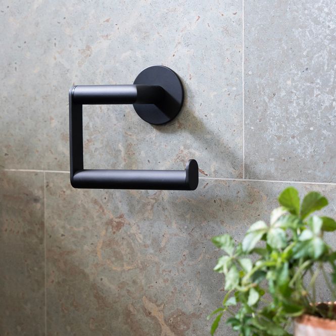 Hovedbilde Smedbo DOT Toalettpapirholder, Selvklebende, Sort Rustfritt Stål