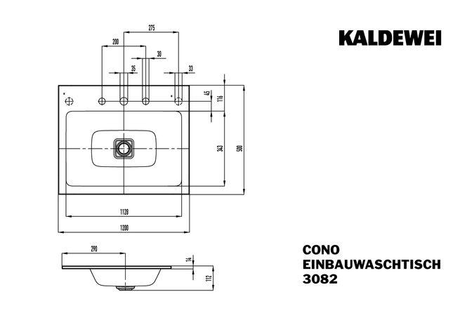 Hovedbilde Kaldewei CONO Mod 3082 Nedfelt Servant, 120x50 cm, Manhattan, 0 ...