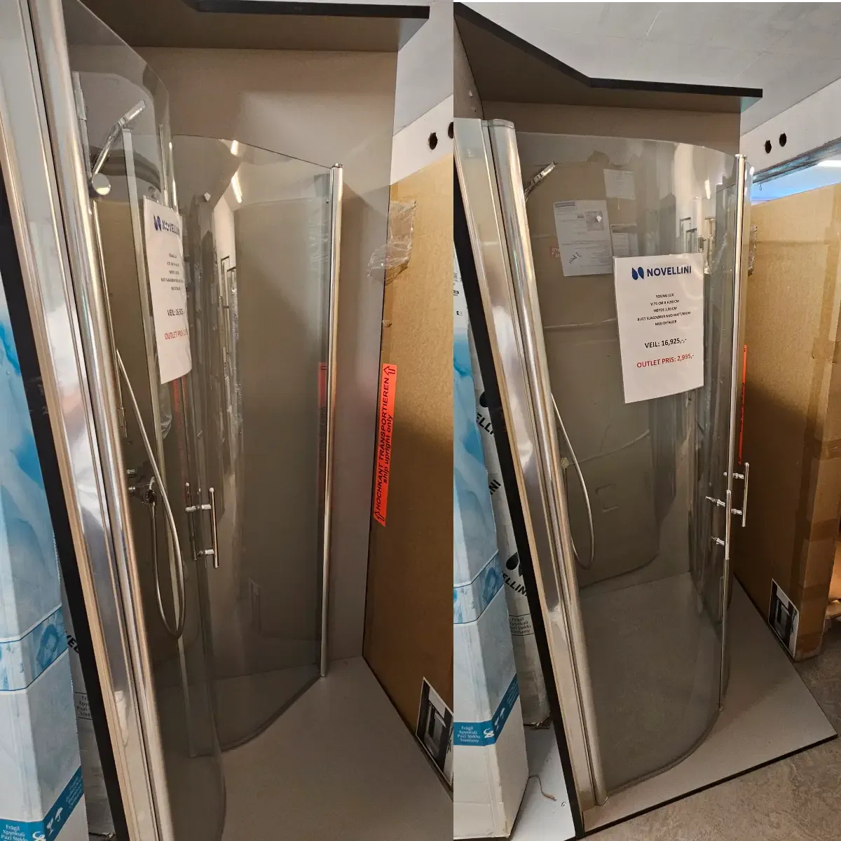 OUTLET: Novellini Young R2 Lux Buet Dusjhjørne 75x90 cm - Slagdører, Krom