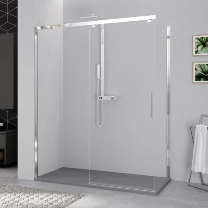 Hovedbilde OUTLET: Novellini Kuadra 2.0 Skyvedør m/ Fastvegg 130x75 cm ...