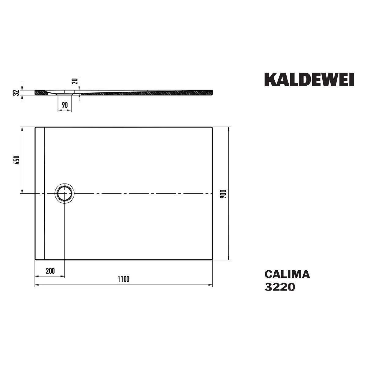 Kaldewei CALIMA Mod 3220 Dusjkar 90x110 cm