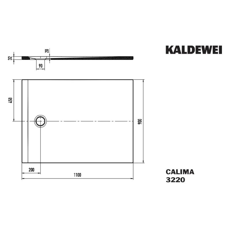 Kaldewei CALIMA Mod 3220 Dusjkar 90x110 cm