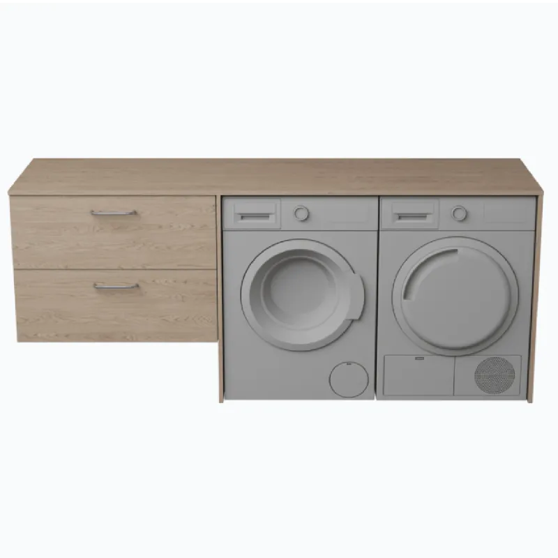 FossBad Variant60 Servantskap 80x58 cm med benkeplate og dekksider tilpasset 2 sidestilte maskiner
