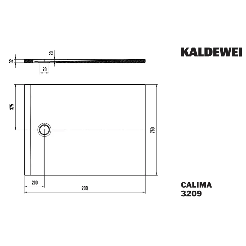 Kaldewei CALIMA Mod 3209 Dusjkar 75x90 cm