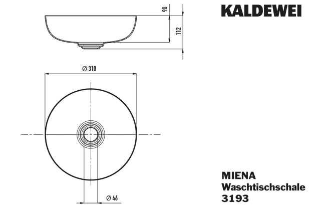 Hovedbilde Kaldewei MIENA Mod 3193 Toppmontert Servant, 31x31 cm, Black Matt ...