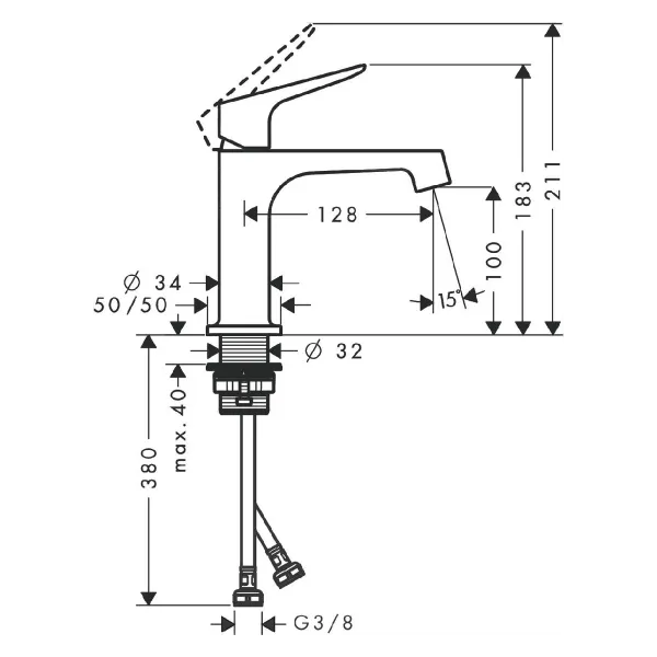 Hovedbilde Axor Citterio M 1-greps Servantbatteri 100