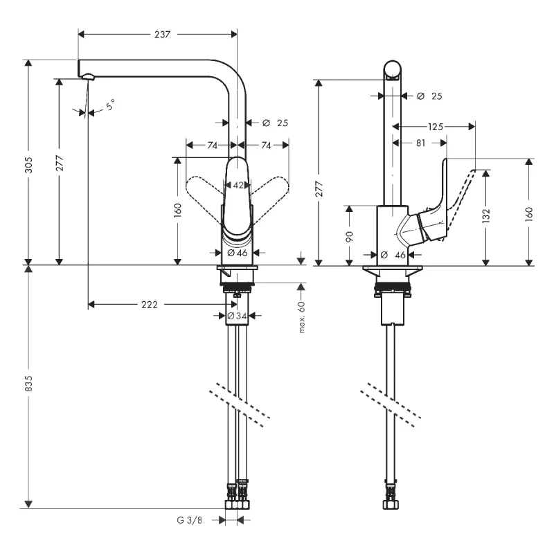Hansgrohe Focus M41 kjøkkenbatteri 280 1jet