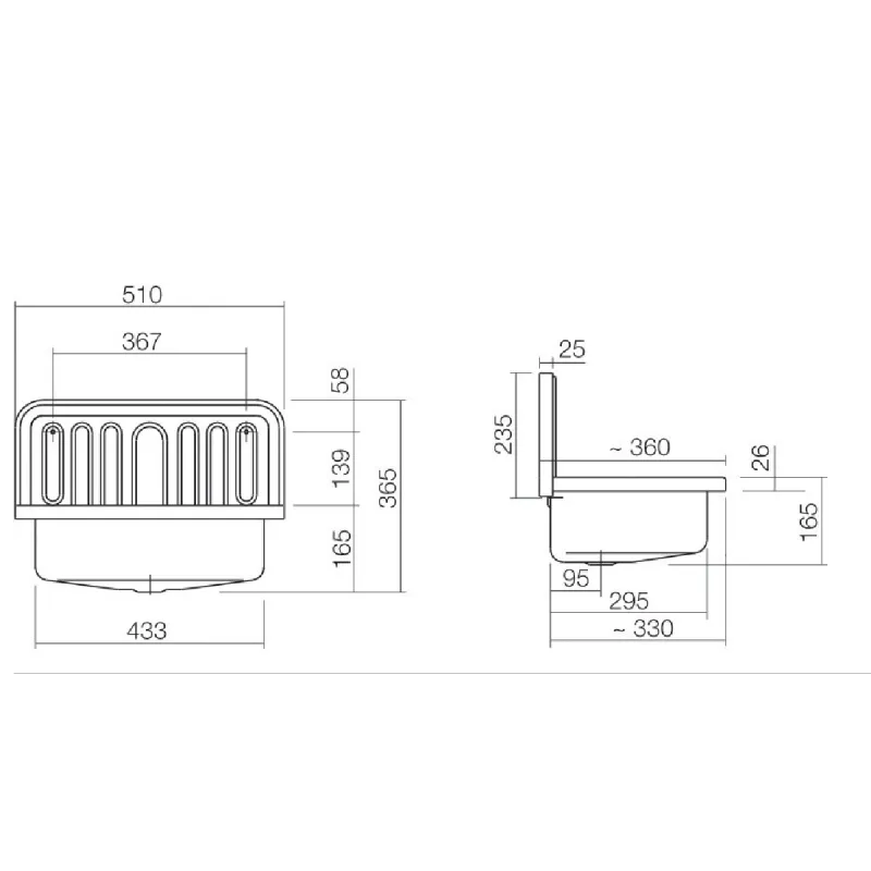 Alape Vaskekar 51x36 cm Hvit/Sort