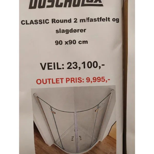Hovedbilde OUTLET: Duscholux Classic Round 2 Dushjørne 90x90 cm - Dusjdører ...