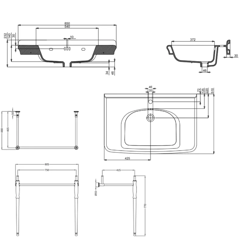 Burlington Guild Vegghengt Servant 85x55 cm og Rørstativ