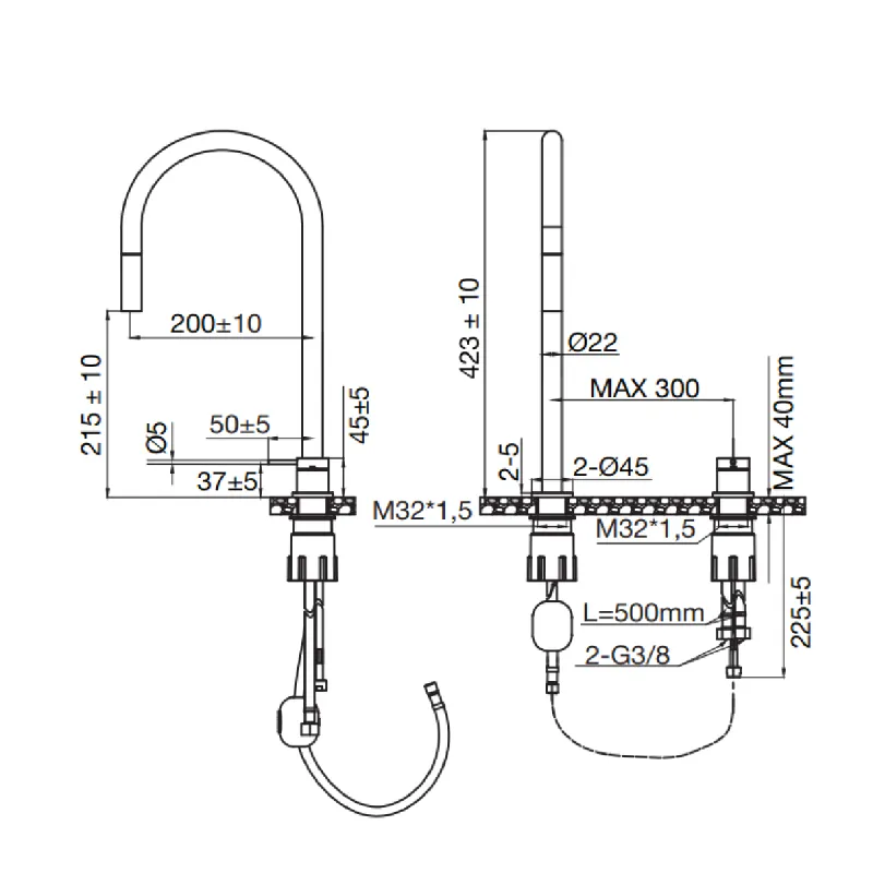 Scandtap Steel Harmonized K2P 2-hulls Kjøkkenbatteri