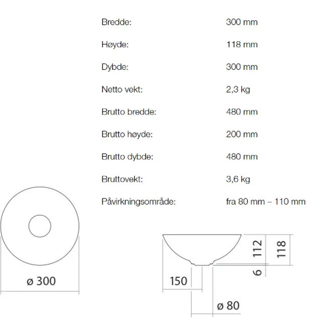 Hovedbilde Alape SB.Terra300 servant ø30 cm toppmontert