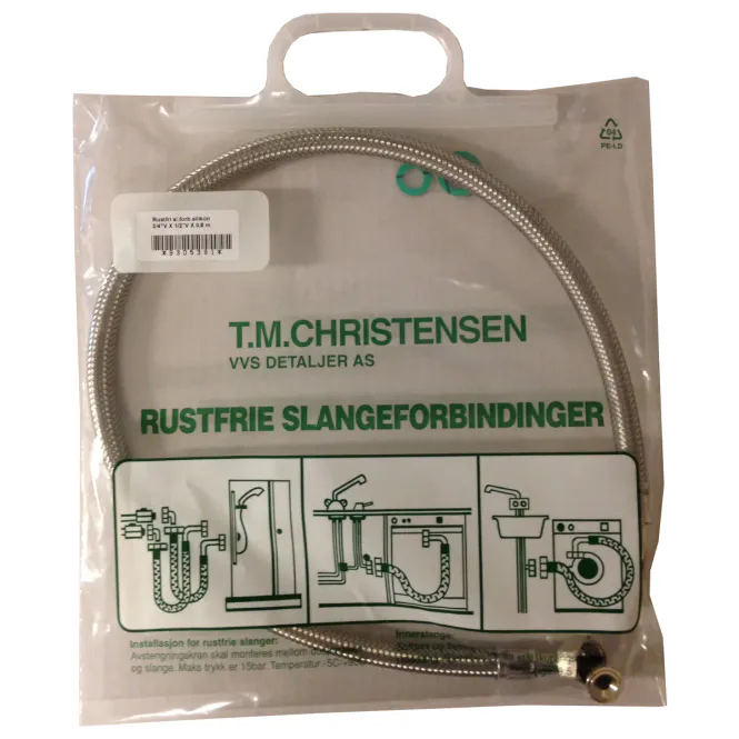 Hovedbilde TMC tilførselsslange 120 cm 1x rett/1x vinkel (1 stk)