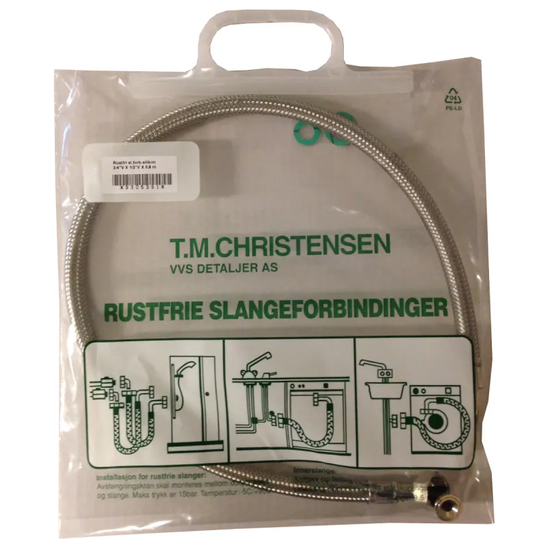 TMC tilførselsslange 120-150 cm 2x vinkel (1 stk)