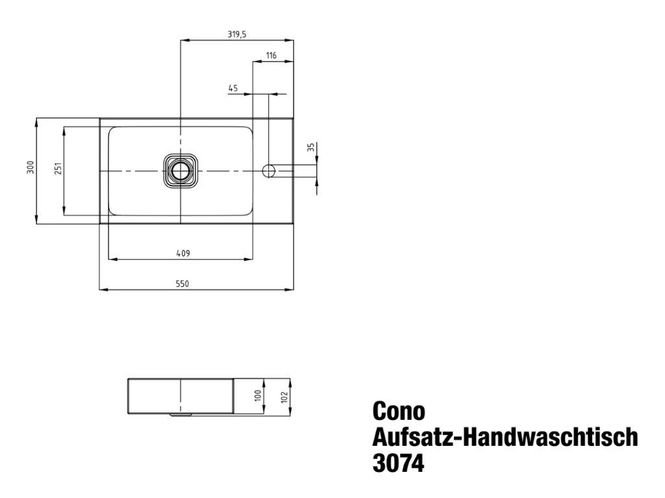 Hovedbilde Kaldewei CONO Mod 3074 Toppmontert Servant, 55x30 cm, Cool Grey 90, 1 ...