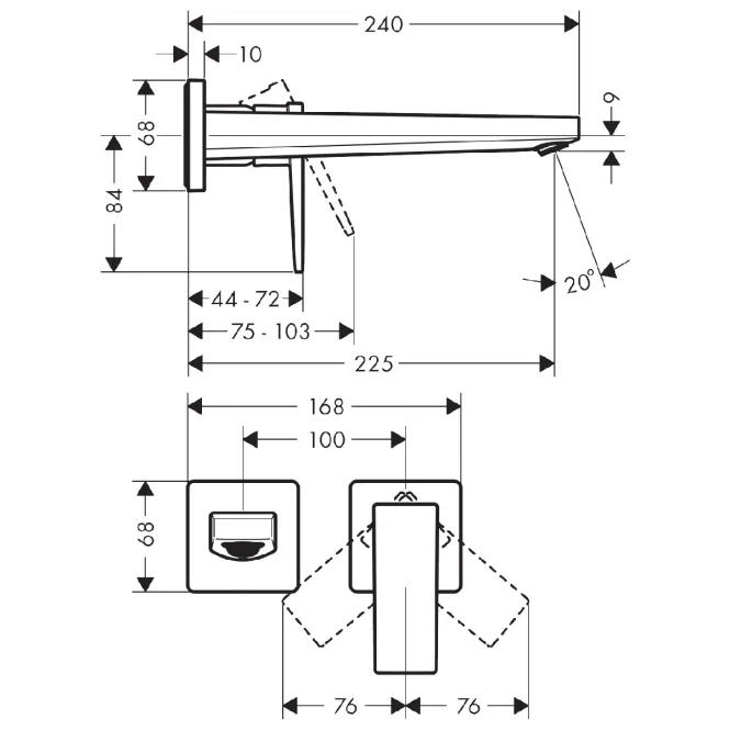 Hovedbilde Hansgrohe Metropol 1-greps Innebygd Servantbatteri 22.5 cm tut