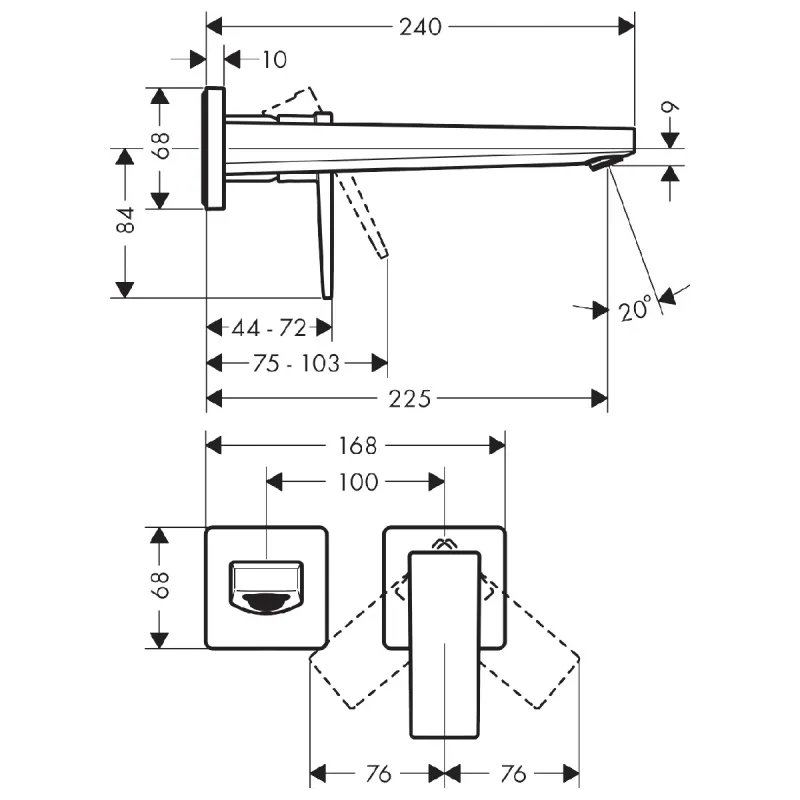 Hansgrohe Metropol 1-greps Innebygd Servantbatteri 22.5 cm tut