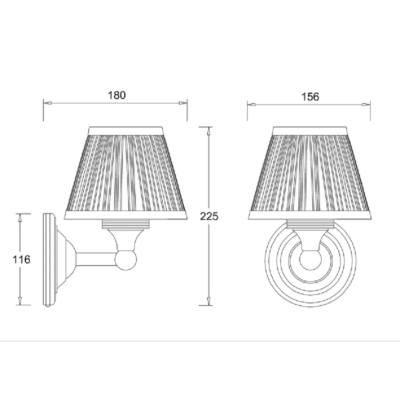 Burlington Rund vegglampe med LED-lys - Krom/Lys grå stoff
