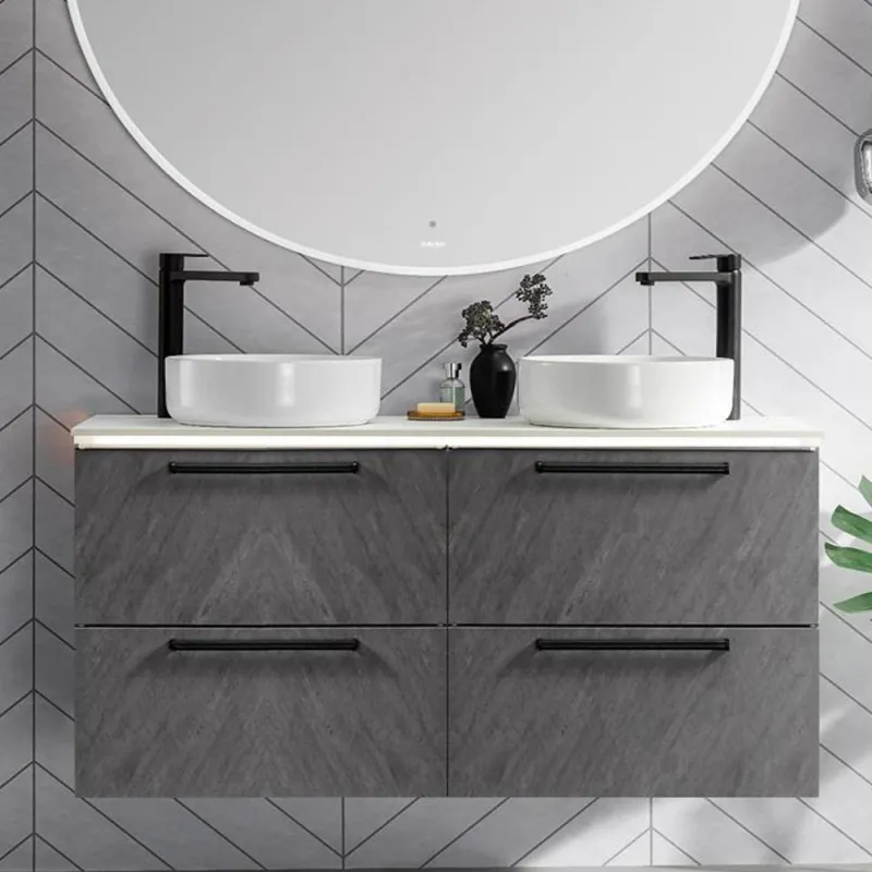 Scala Bad Como 120 cm dobbel servantskap - Stone fronter