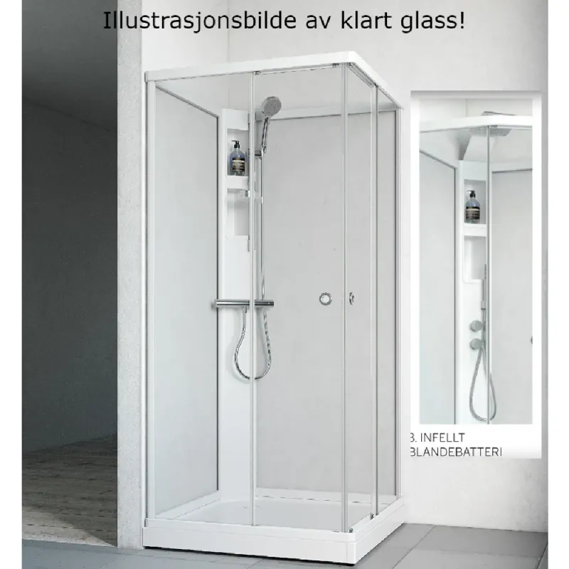 Macro Flow Rett dusjkabinett - Innfelt blandebatteri