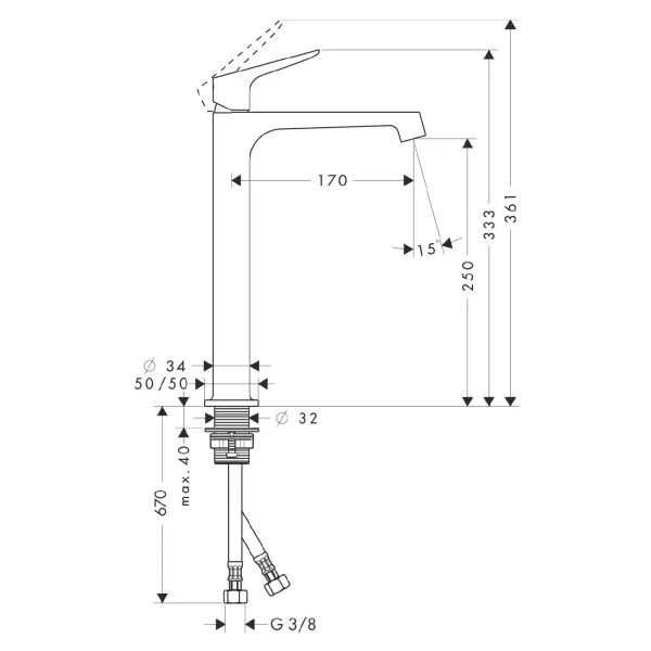 Hovedbilde Axor Citterio M 1-greps Servantbatteri 250