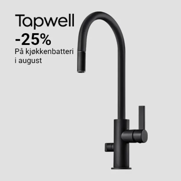 Alle kjøkkenbatterier fra Tapwell på tilbud i august