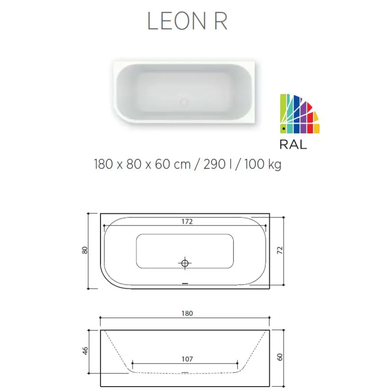 Balteco Leon Hjørnebadekar 180x80 cm 