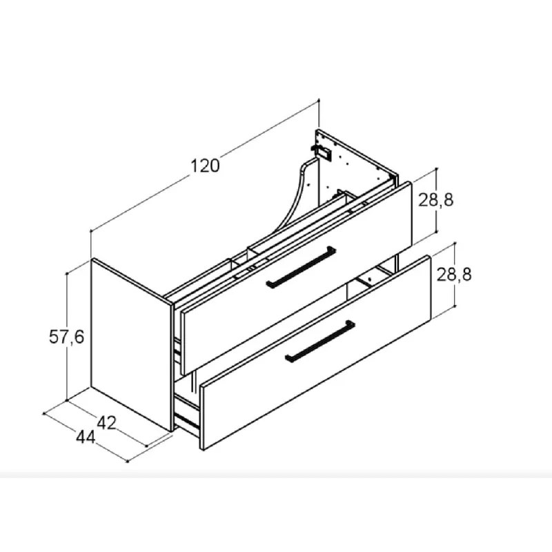 Dansani Mido+ 120x44 cm servantskap - for enkel servant 