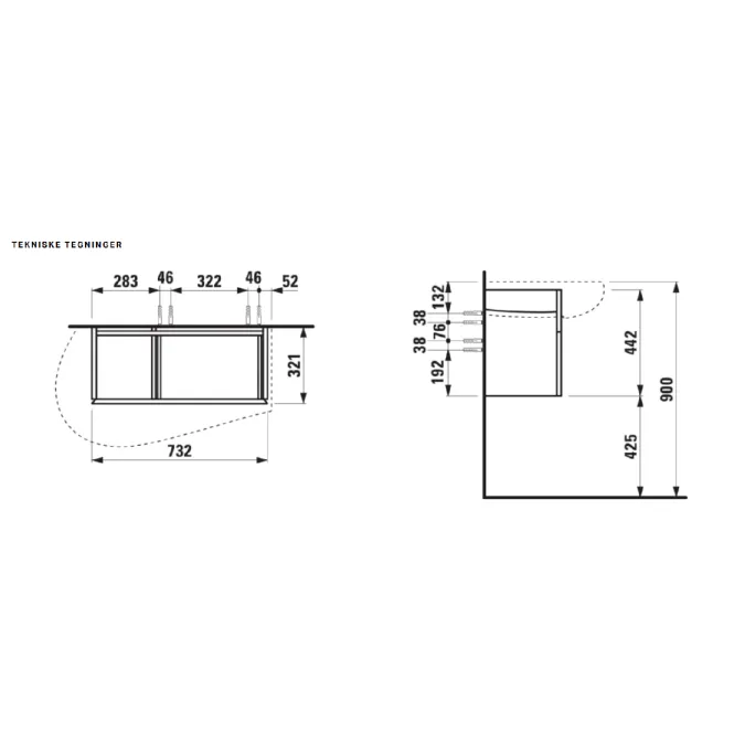 Hovedbilde Laufen ILBAGNOALESSI 900 Servantskap 73x32 cm uten servant