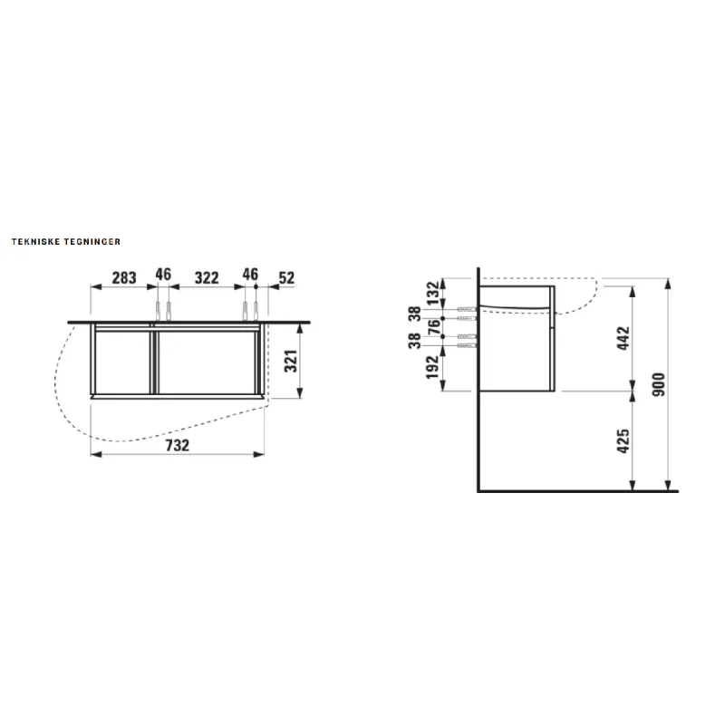 Laufen ILBAGNOALESSI 900 Servantskap 73x32 cm uten servant