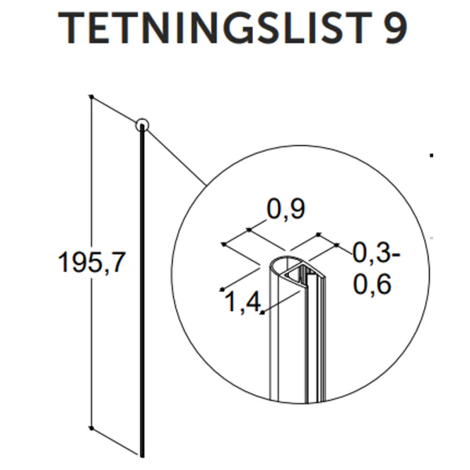 Hovedbilde Dansani Match tetningslist 6 mm glass